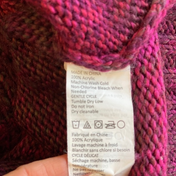 Prana Leisel Plum Gradient Striped Pink Chunky Cable Knit Sweater Medium - Picture 8 of 8